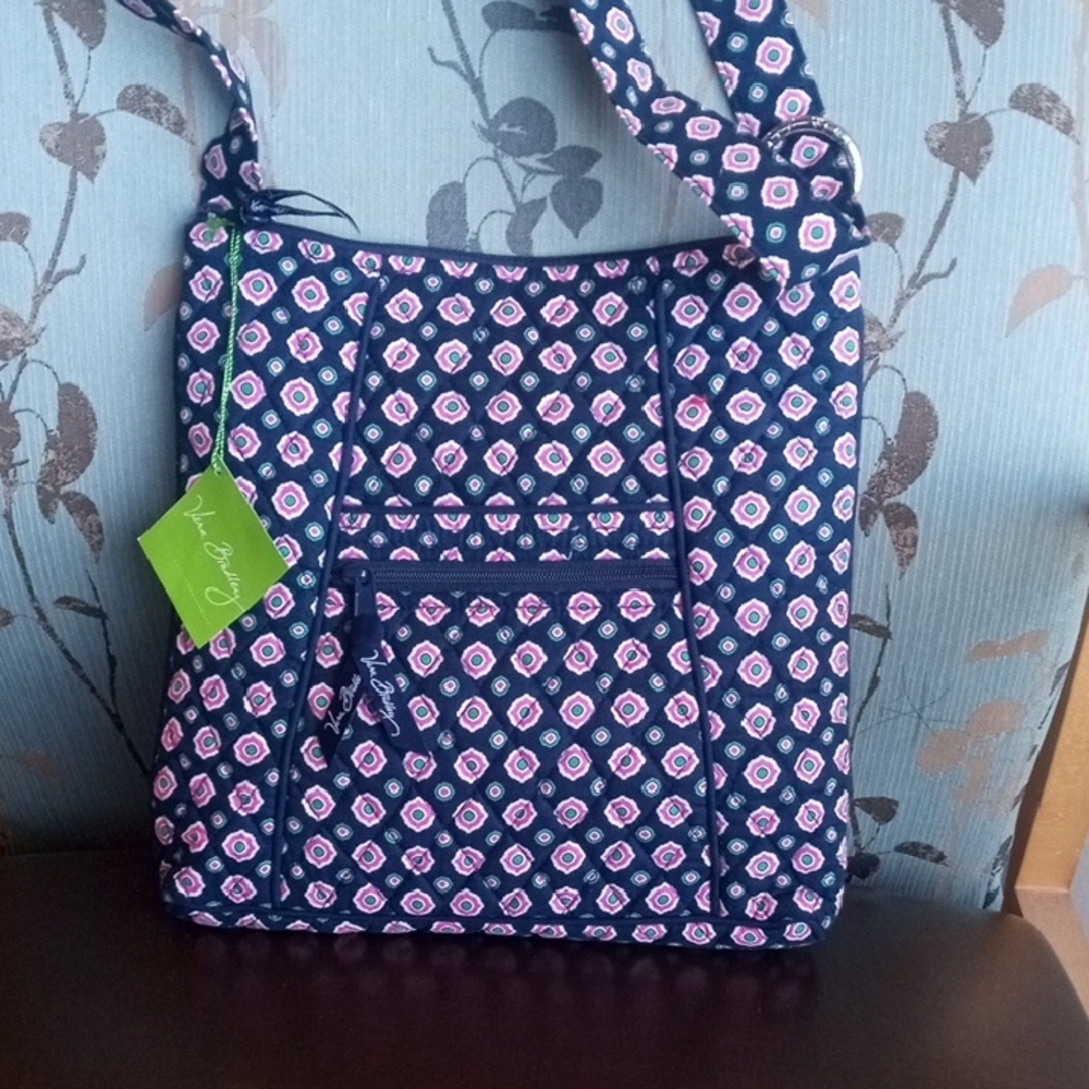 Vera Bradley Navy and Pink Quilted Crossbody Bag
